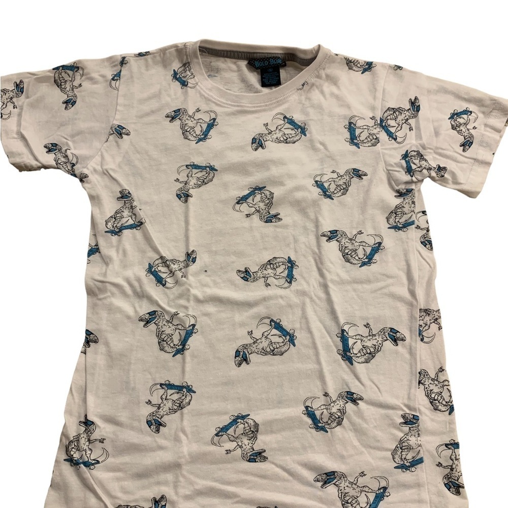 Bold Blue | White Short Sleeve T-Shirt Size 10 Skateboarding Dinosaur T-Rex - Picture 6 of 8
